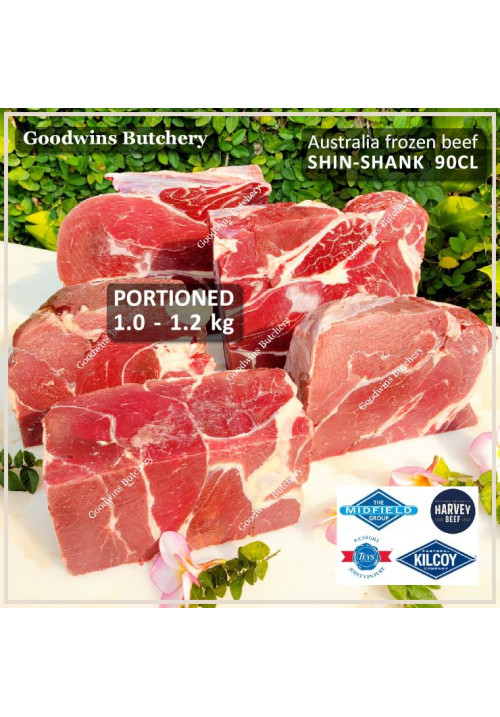 Beef SHIN SHANK frozen 90CL sengkel Australia TEYS portioned +/- 4cm 1.5" 1.2 kg (price/kg)